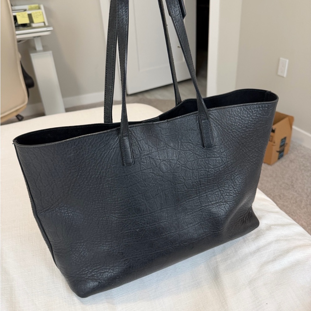 Saint Laurent Black Croc-Patterned Tote - Picture 2 of 3